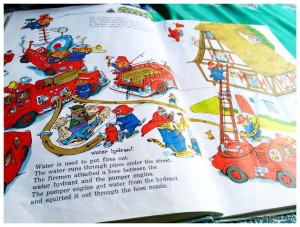 Fireman with fire engines come to rescue Huckle
